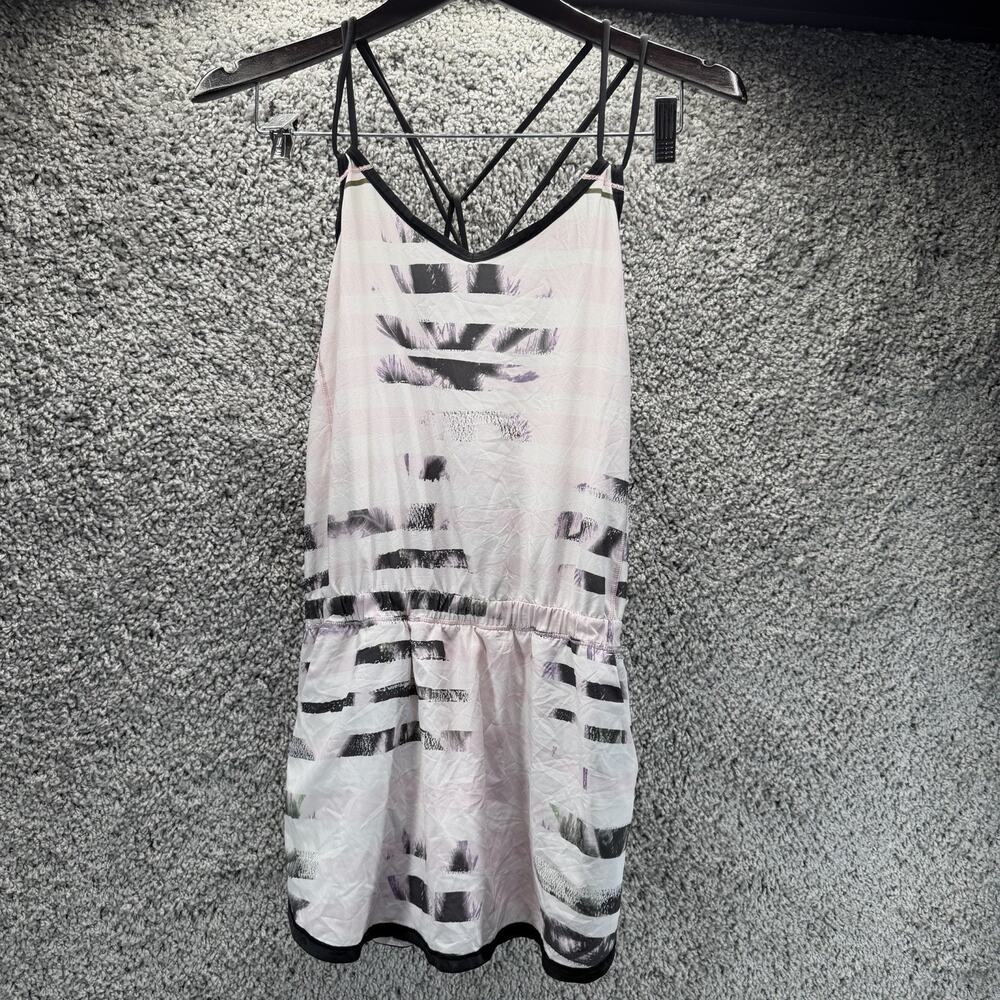 Lululemon Women Strappy Back Running Dress Pink Black Built In Shorts Athletic